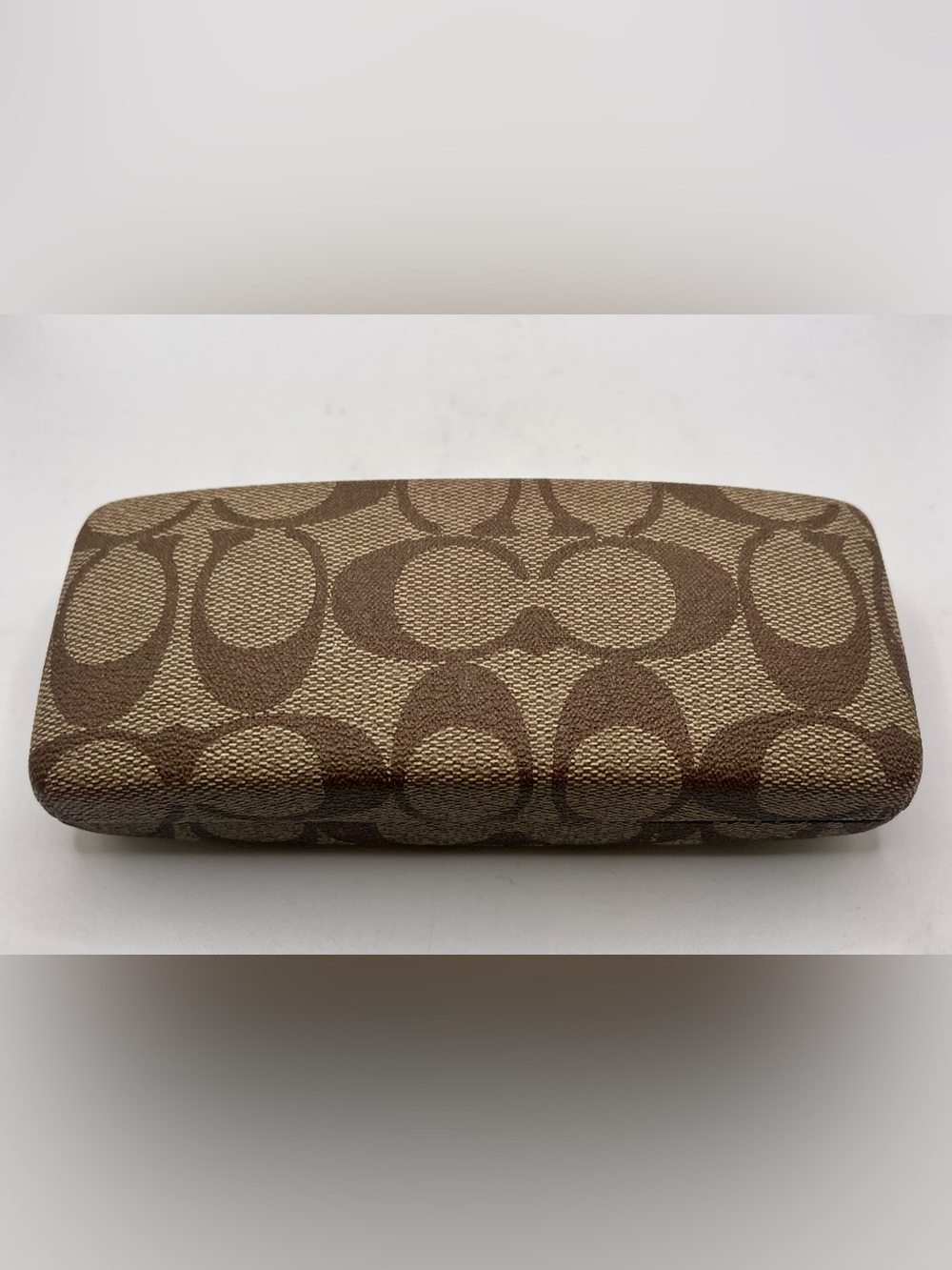 Vintage Coach Signature Fabric Hard Eyeglass Case 6.25”